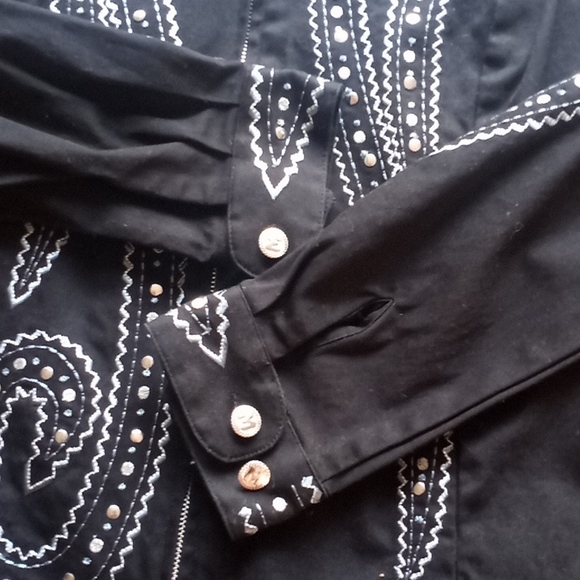 Bob Mackie Wearable Art Zip Up Black Embroidered Western Style Jacket Coat - Picture 2 of 4